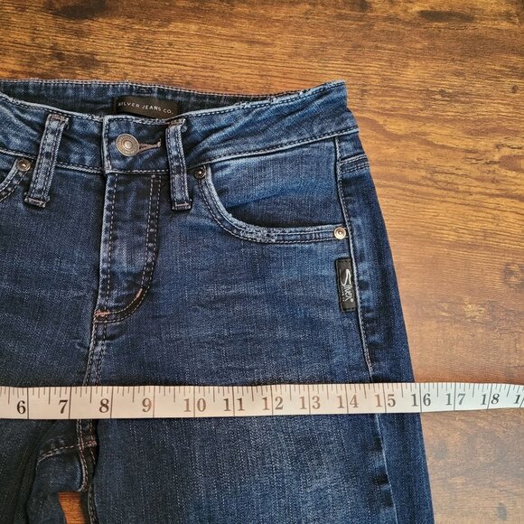 Silver Jeans Size 25 Avery Slim Bootcut Raw Hem Low Rise Dark Wash Western - Picture 7 of 11